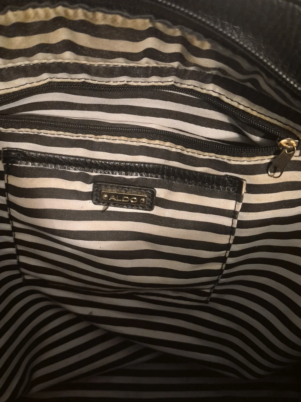 Aldo Black Shoulder Bag with Yellow & Cream New York Print